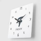 白エレガント黒と木炭グレー3Dモノグラム スクエア壁時計 (傾斜)