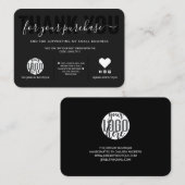 白エレガント黒のスクリプトロゴお客様ありがとうございます 名刺 (正面/裏面)