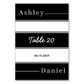 白エレガント黒のストライプモダン結婚の テーブルナンバー (裏面)