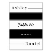 白エレガント黒のストライプ繊細結婚な テーブルナンバー (正面)