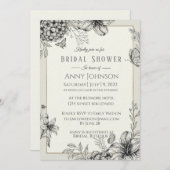 白エレガント黒のブライダルシャワーの招待 招待状 (正面/裏面)