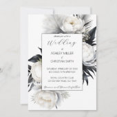 白エレガント黒のボホーが一つ結婚に 招待状 (正面)