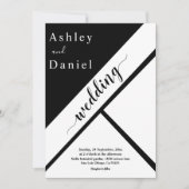 白エレガント黒のモダンデリケート結婚ズ 招待状 (正面)