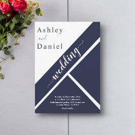 白エレガント黒のモダンデリケート結婚ズ 招待状