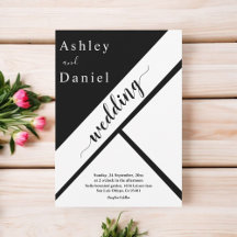 白エレガント黒のモダンデリケート結婚ズ