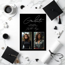 白エレガント黒の卒業モダン写真