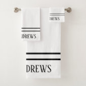 白エレガント黒の名モノグラムの前 バスタオルセット (インサイチュ)
