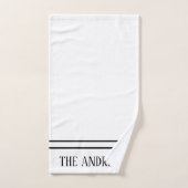 白エレガント黒の名モノグラムの前 バスタオルセット (ハンドタオル)