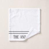 白エレガント黒の名モノグラムの前 バスタオルセット (ウォッシュタオル)