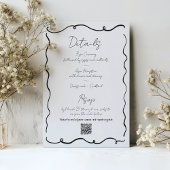 白エレガント黒の手書きモダン結婚の 招待状