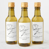 白エレガント黒の新年ミニワインラベル ワインラベル (ボトル)