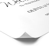 白エレガント黒の歓迎結婚サイン ポスター (角)