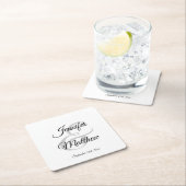 白エレガント黒の結婚贈り物 – モノグラム スクエアペーパーコースター (インサイチュ)