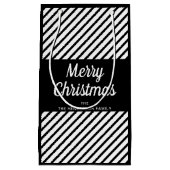 白エレガント黒の聖降誕祭ストライプ騒ぎ スモールペーパーバッグ (正面)