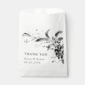 白エレガント黒の花ありがとう結婚さん フェイバーバッグ (正面)