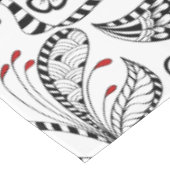 白エレガント黒の花とハート テーブルクロス (アングル)