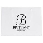 白エレガント黒の花嫁パーソナライズされた婦 ラージペーパーバッグ (正面)