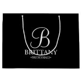 白エレガント黒の花嫁パーソナライズされた婦 ラージペーパーバッグ (正面)