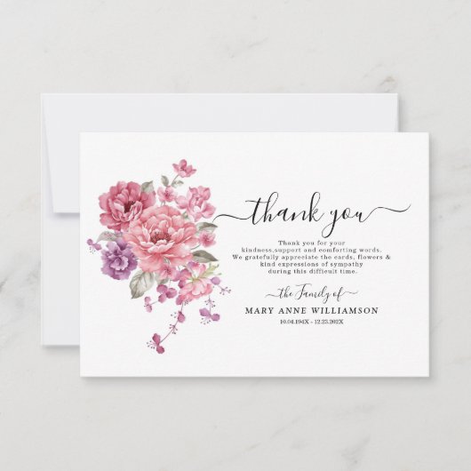 白エレガント黒の葬儀サンキューカード サンキューカード (正面)