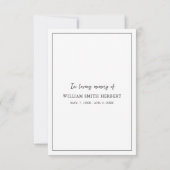 白エレガント黒の追悼写真 サンキューカード (裏面)