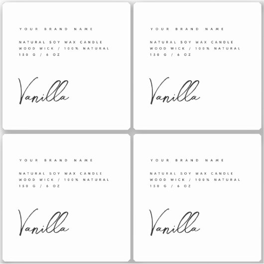 白エレガント黒キャンドル製品ラベル シール (正面)