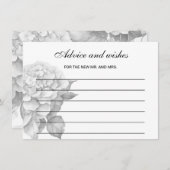 白エレガント黒グレー水色フローラ ノートカード (正面/裏面)