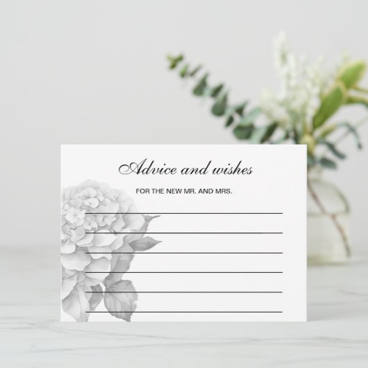 白エレガント黒グレー水色フローラ ノートカード (スタンド正面)