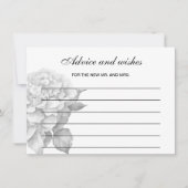 白エレガント黒グレー水色フローラ ノートカード (正面)