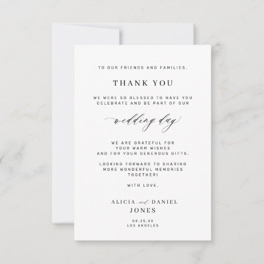 白エレガント黒シンプルお結婚前感謝してい君 カード (正面)