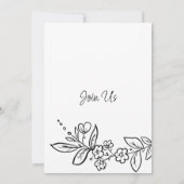 白エレガント黒シンプルフローラ結婚 招待状 (裏面)