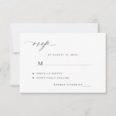 白エレガント黒シンプル結婚の 出欠カード (正面)