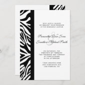 白エレガント黒ゼブラのカスタム結婚式 招待状 (正面/裏面)