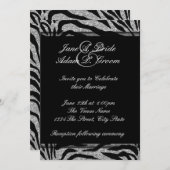 白エレガント黒ゼブラ結婚ズ 招待状 (正面/裏面)