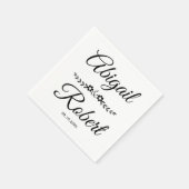 白エレガント黒タイポグラフィ結婚ズ スタンダードカクテルナプキン (角)
