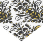 白エレガント黒ダマスクの金ゴールド テーブルクロス (アングル)