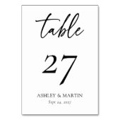 白エレガント黒パーソナライズされた結婚の テーブルナンバー (正面)