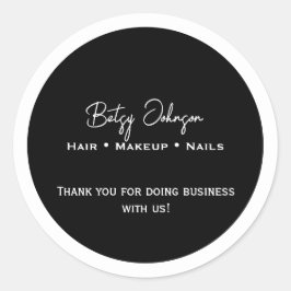 白エレガント黒ビジネスありがとうおステッカー ラウンドシール