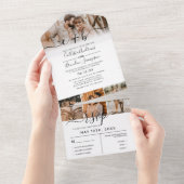 白エレガント黒フォトモノグラムウェディングRSVP オールインワン招待状 (貼ってはがせる)