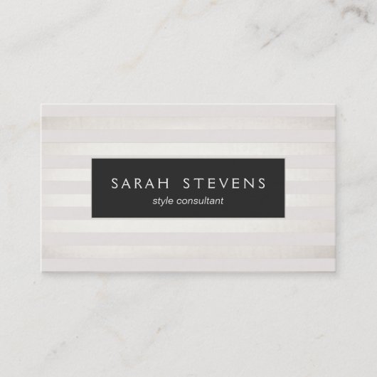 白エレガント黒プラークの薄い銀ストライプの印 名刺 (正面)