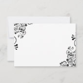 白エレガント黒ボホ華美フローラ結婚 出欠カード (裏面)