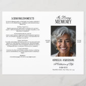 白エレガント黒モダン写真葬儀プログラム (正面)