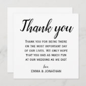 白エレガント黒モダン婚披露宴 サンキューカード (正面/裏面)