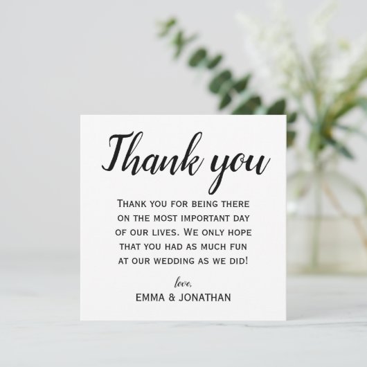 白エレガント黒モダン婚披露宴 サンキューカード (スタンド正面)