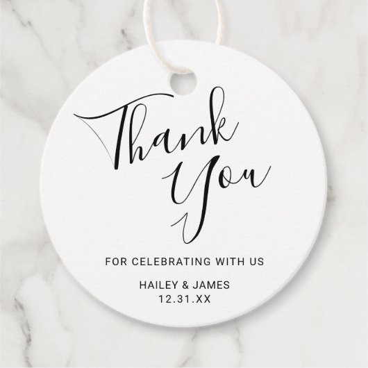 白エレガント黒モダン結婚の フェイバータグ (正面)