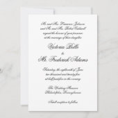 白エレガント黒伝統的フォーマル結婚の 招待状 (正面)