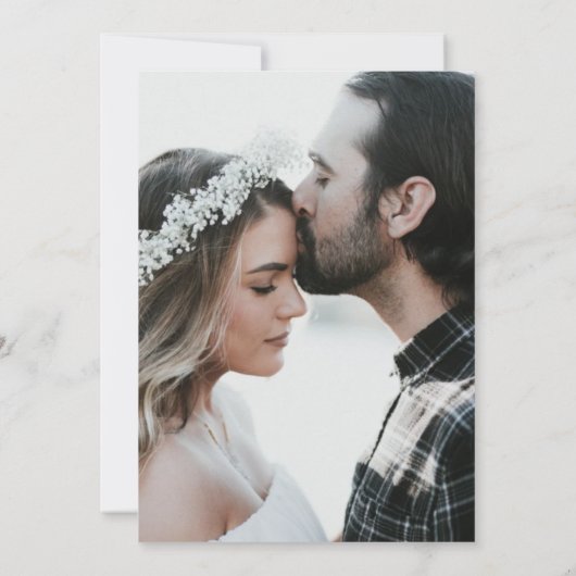 白エレガント黒写真結婚式招待状 招待状 (裏面)