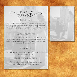 白エレガント黒写真結婚 エンクロージャーカード