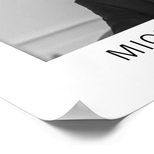 白エレガント黒写真結婚 ポスター (角)