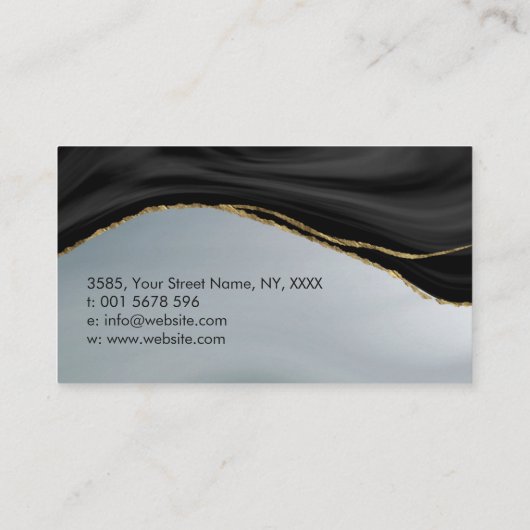 白エレガント黒大理石と金ゴールド 名刺 (裏面)