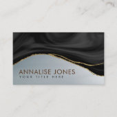 白エレガント黒大理石と金ゴールド 名刺 (正面)